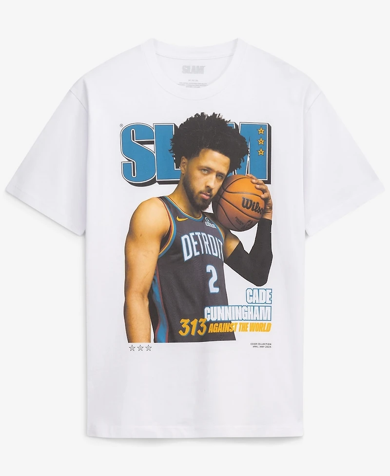 Slam Men's and Women's Cade Cunningham White Detroit Pistons Cover T-Shirt