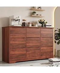 homfan 9-Drawer Wooden Dresser, Tall Modern Chest with Deep Storage, Wide Top Long Dresser for Bedroom, Living Room, Hallway, Kids Room