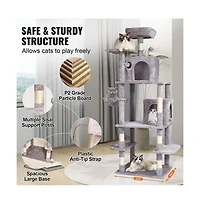 Ruie 68.5 Inch Multi Level Cat Tree with 2 Condos Hammock and Sisal Posts