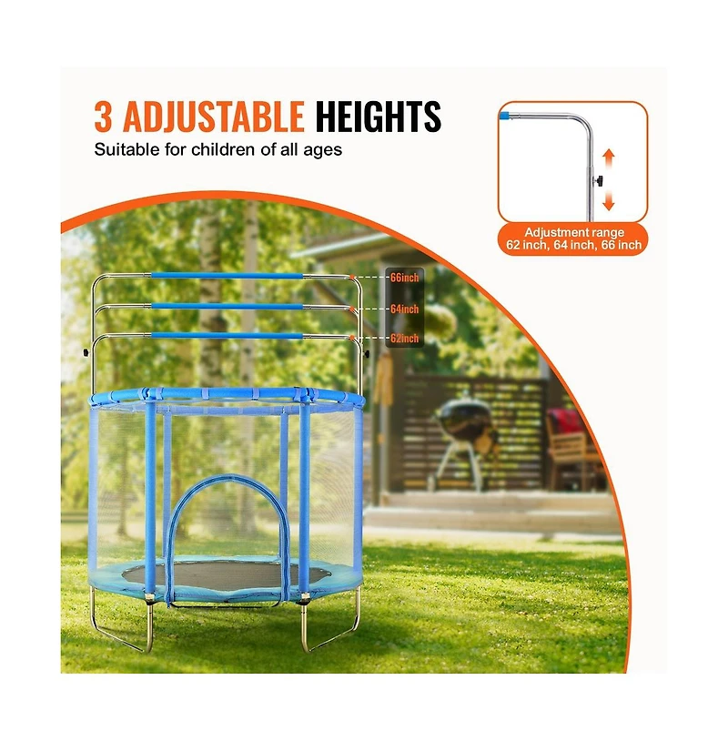 Ruie 55 in Mini Toddler Trampoline with Safety Net and Basketball Hoop Ages 3 Plus