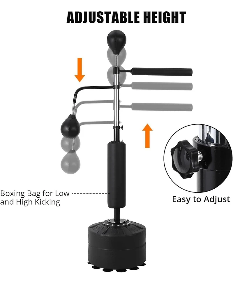 Xo 3-in-1 Punching Bag Set with Stand, Adjustable Boxing Bag with 2 Speed Balls and 360degree(s) Bar, Home Gym Training Equipment for Adults Teens