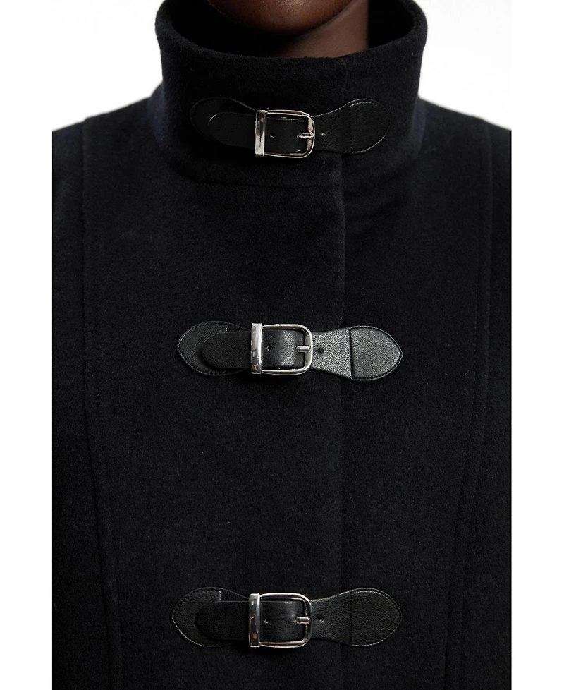 Karen Millen Women's Brushed Wool Buckle Detail Short Coat