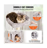 Ruie 72 Inch Tall Cat Tree with 2 Condos Hammock Sisal Posts for Large Cats