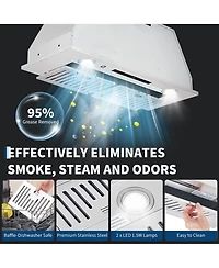 Xo Powerful 450 Cfm Built-In Range Hood Insert - 3-Speed Touch and Gesture Control - Remote