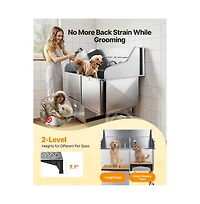 Ruie 50 inch 304 Stainless Steel Dog Grooming Tub with Storage Drawer and Hot Cold Faucet