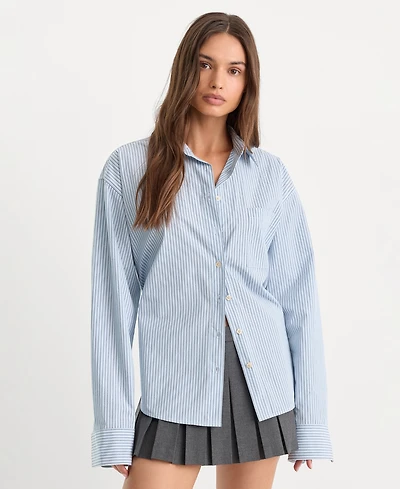 Good American Women's Oversized Collared Shirt