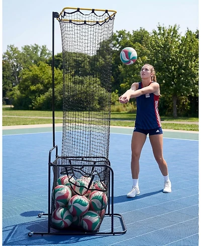 Xo Volleyball Setter Training Net, Portable with Wheels, Adjustable Height and 5 Angles, Indoor Outdoor Practice Equipment