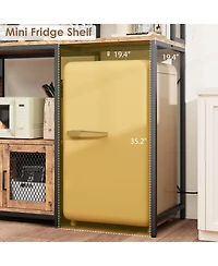 gaomon Industrial Kitchen Bakers Rack with Power Outlet – Microwave Stand with Refrigerator Storage Space, Freestanding Shelf for Pantry Living Room