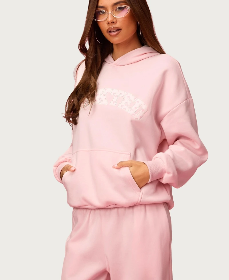 Edikted Womens Hearts Barbie Oversized Hoodie