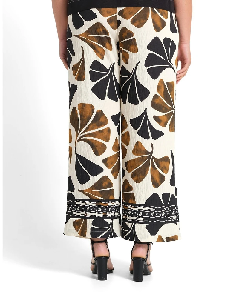 Estelle Women's Elaris Linen Print High Rise Wide Relaxed Pant