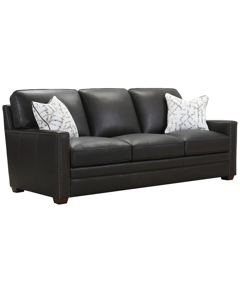 Gaspare 90" Leather 3-Seat Sofa, Macy's Exclusive