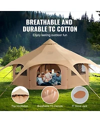 Cozito Canvas Bell Tent, Yurt Tent with Stove Jack and 8 Windows