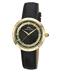 Porsamo Bleu Women's Monroe Genuine Leather Gold Tone and Black Watch 1491DMOL