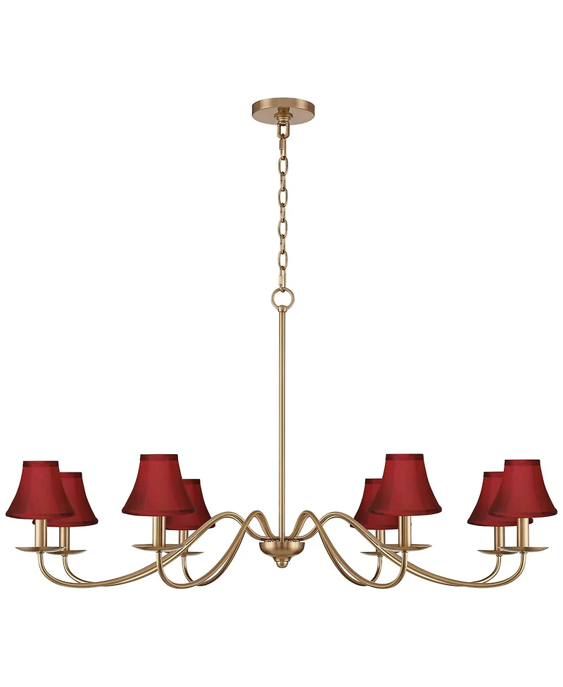 Franklin Iron Works Marinec 42" Wide Soft Gold 8-Light Chandelier with Red Shades