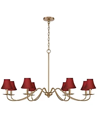 Franklin Iron Works Marinec 42" Wide Soft Gold 8-Light Chandelier with Red Shades
