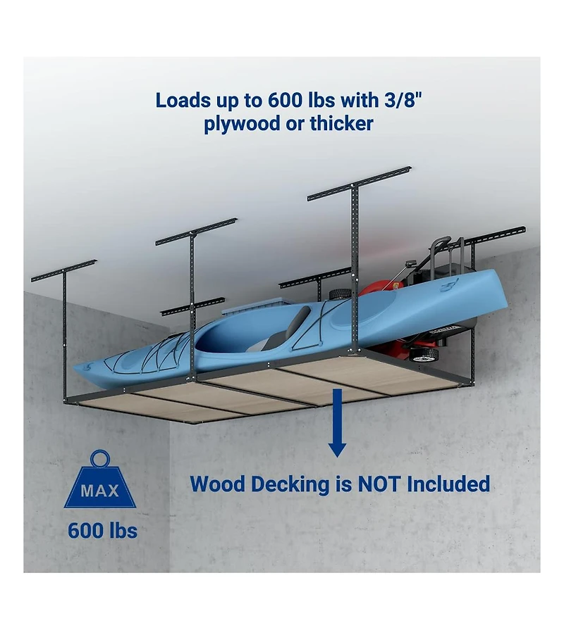 Fleximounts 4x8 Overhead Garage Storage Rack without Decking, Lite Series