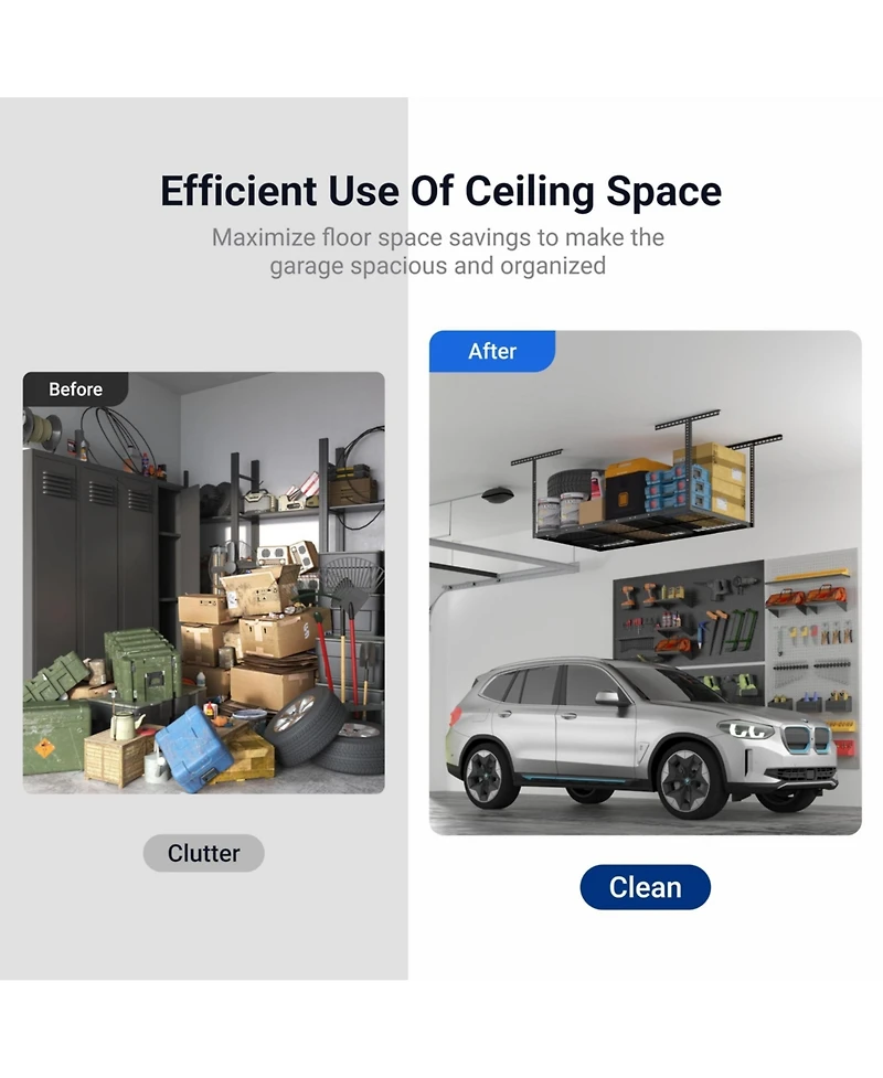 Fleximounts 2 Pack Overhead Garage Storage Adjustable Ceiling Rack