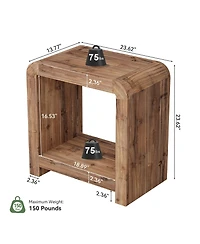 Tribesigns 2-Tier Solid Wood End Table, Farmhouse Rustic Nightstand,Narrow Side Table with Storage Shelves