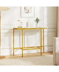 Slickblue Entryway Console Table with Faux Marble Top and Metal Frame