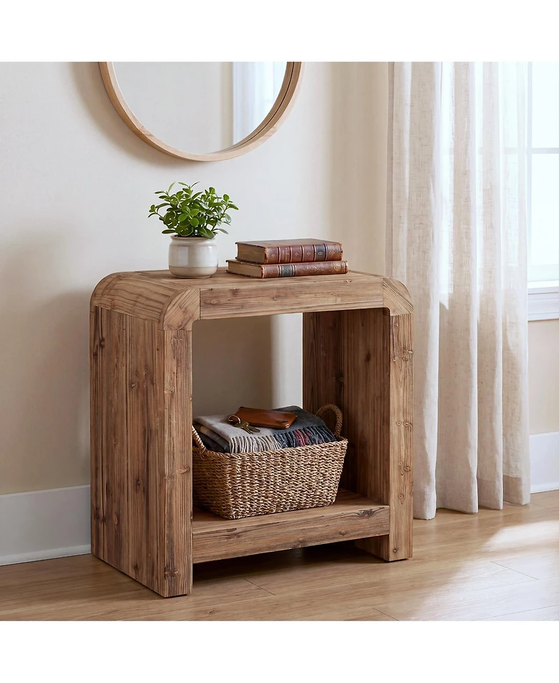Tribesigns 2-Tier Solid Wood End Table Set of 2, Farmhouse Rustic Nightstand,Narrow Side Table with Storage Shelves