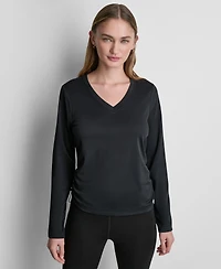 Dkny Sport Women's Long-Sleeve Ruched Tech Top