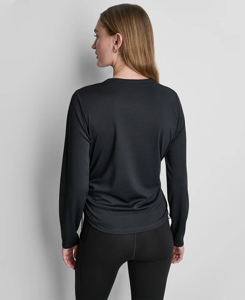 Dkny Sport Women's Long-Sleeve Ruched Tech Top