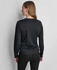 Dkny Sport Women's Long-Sleeve Ruched Tech Top