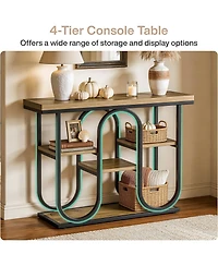 Tribesigns 4-Tier Industrial Console Table, 41.3'' Rustic Entryway Table with Open Shelves and Metal Frame