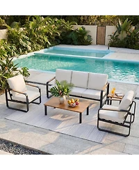 Tribesigns 5-Piece Outdoor Patio Furniture Set with 2 Chairs, 1 3-Seater Sofa, Coffee Table and Side