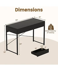 Slickblue Compact Home Office Desk with 2 Drawers and Metal Frame