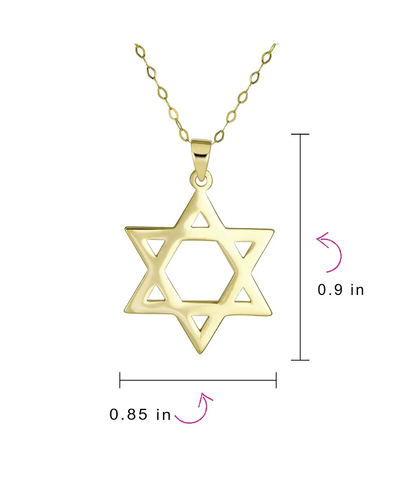 Bling Jewelry Solid 14K Yellow Gold Amulet Spiritual Protection Symbol Traditional Religious Magen Judaic Hanukkah Intertwined Star Of David Necklace
