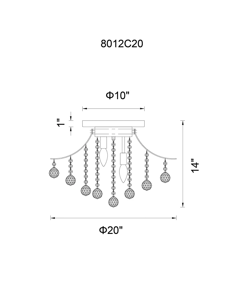 Cwi Lighting Princess 20" Metal 6-Light Crystal Flush Mount