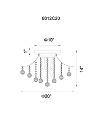 Cwi Lighting Princess 20" Metal 6-Light Crystal Flush Mount