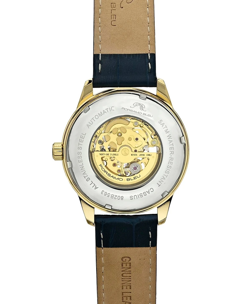 Porsamo Bleu Men's Cassius Automatic Genuine Leather Band Watch 802BCAL