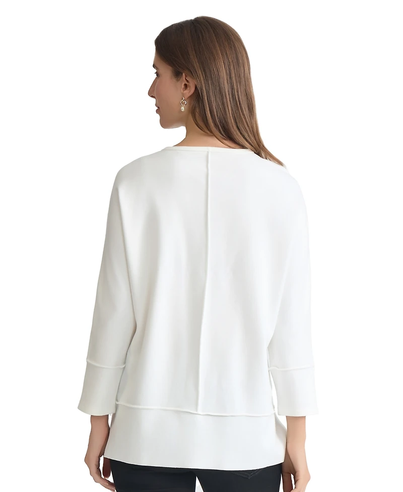 Jones New York Women's Serenity Knit 3/4 Sleeve Tunic Top