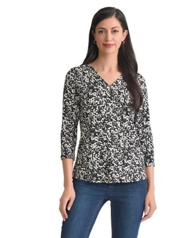 Jones New York Womens Printed Moss Crepe 3 4 Sleeve Top Ps Xl