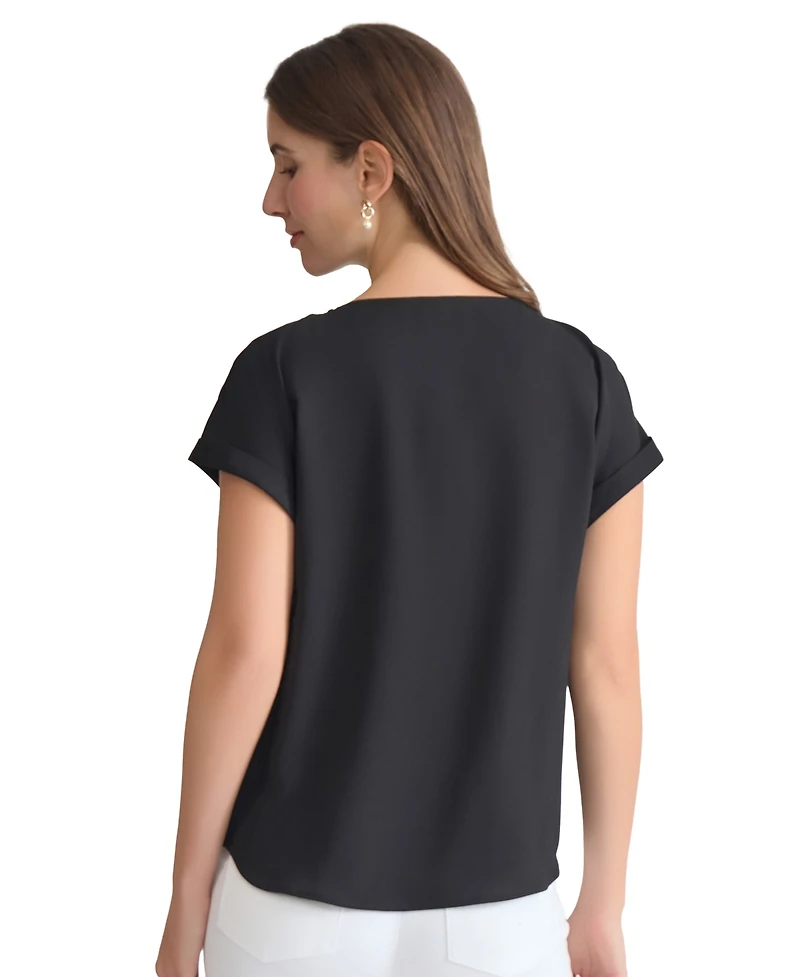Jones New York Women's Side-Button Short-Sleeve Top