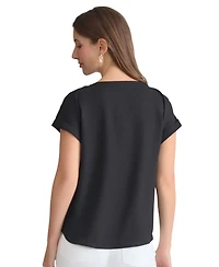 Jones New York Women's Side-Button Short-Sleeve Top