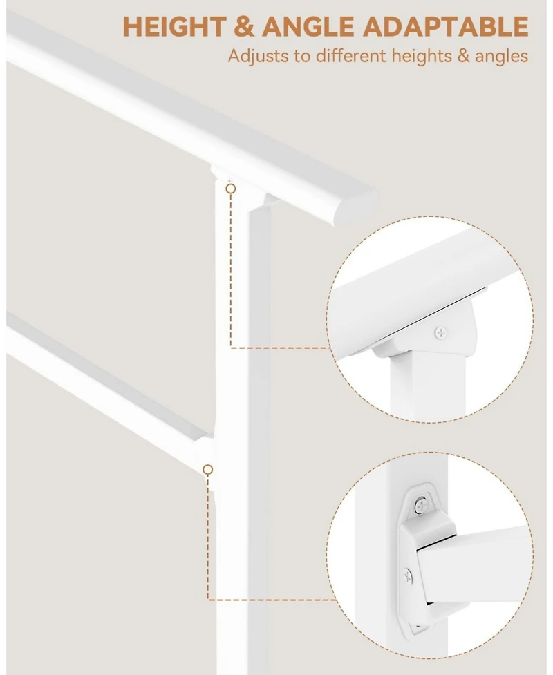 gaomon 2-Pack Adjustable White Metal Hand Rails for Outdoor Steps 4-Step Stair Railing Kit Weatherproof and Comfortable Grip for Concrete