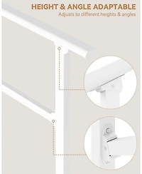 gaomon 2-Pack Adjustable White Metal Hand Rails for Outdoor Steps 4-Step Stair Railing Kit Weatherproof and Comfortable Grip for Concrete