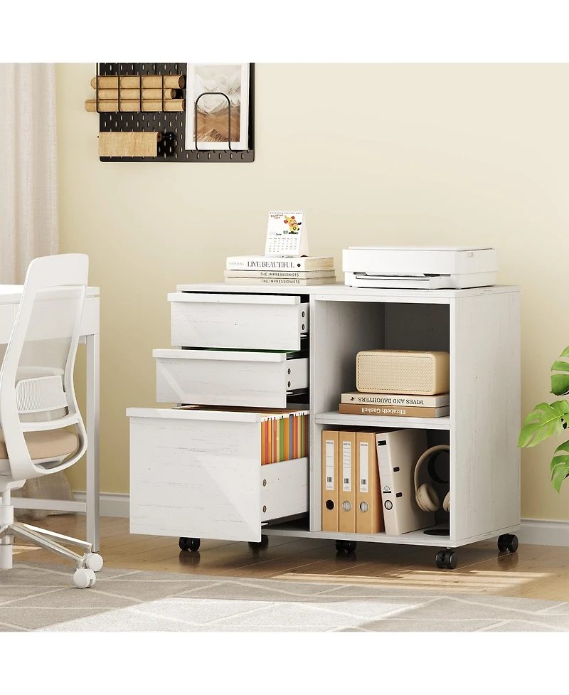 gaomon-Drawer File Cabinet with Open Shelves and Wheels for Letter and A4 Files