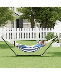 gaomon Double Hammock with Foldable Steel Stand and Carry Bag, Weight Capacity Indoor Outdoor Standing Hammock, Portable Cotton