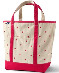 Lands' End Large Embroidered 5 Pocket Open Top Canvas Tote Bag