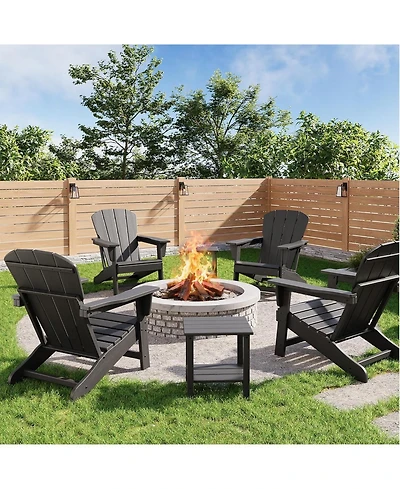 gaomon Modern Hdpe Plastic Adirondack Chair Set of 4 with 2 Side Table - Oversize 380 Lb Poly Lumber Weather Resistant Firepit