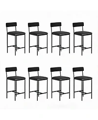 gaomon Set of 8 Bar Stools, 25.5" Counter Height Bar Chairs with Back, Pu Leather Seat, 300 lbs Capacity for Kitchen Island or Pub