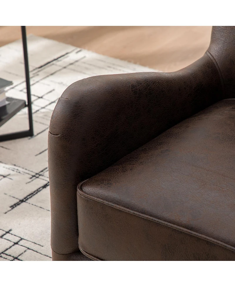 Streamdale Furniture 28"W Pu Leather High Back Wingback Accent Chair with Solid Wood Legs