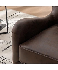Streamdale Furniture 28"W Pu Leather High Back Wingback Accent Chair with Solid Wood Legs