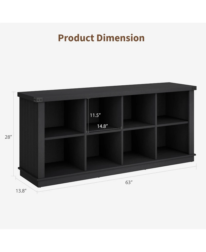 Gaomon 8 Cube Farmhouse Book Shelf, 2-Tier Storage Freestanding Bookcase Cabinet for Living Room, Entryway