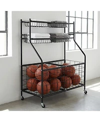 Gaomon Heavy Duty Sports Ball Storage Cart, Rolling Multi Sport Equipment Organizer for Garage Gym Playroom