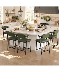 homfan Set of 4/6/8 Counter Height Bar Stools with Soft Back and Armrests, Chairs Footrest Heavy Duty Metal Frame for Kitchen Island